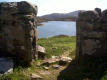 View into the loch from within one of many Blackhouses surrounding the loch